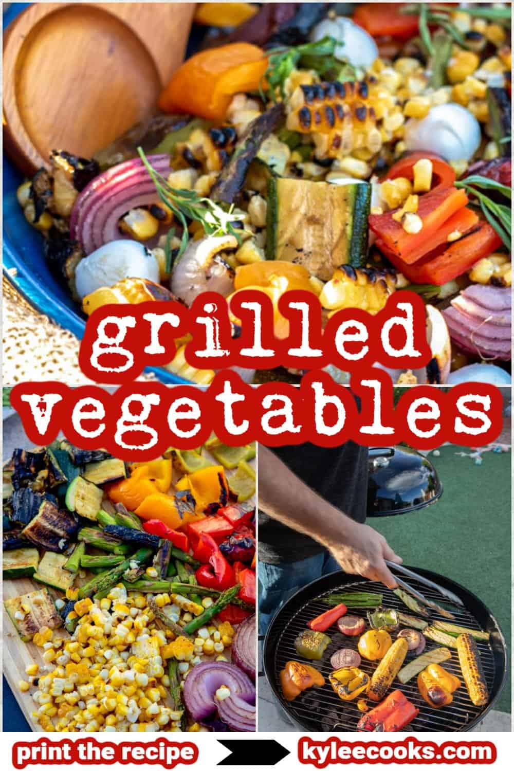 grilled vegetable collage with text overlay.