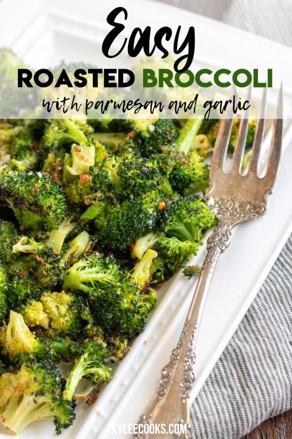 roasted broccoli pin with text overlay