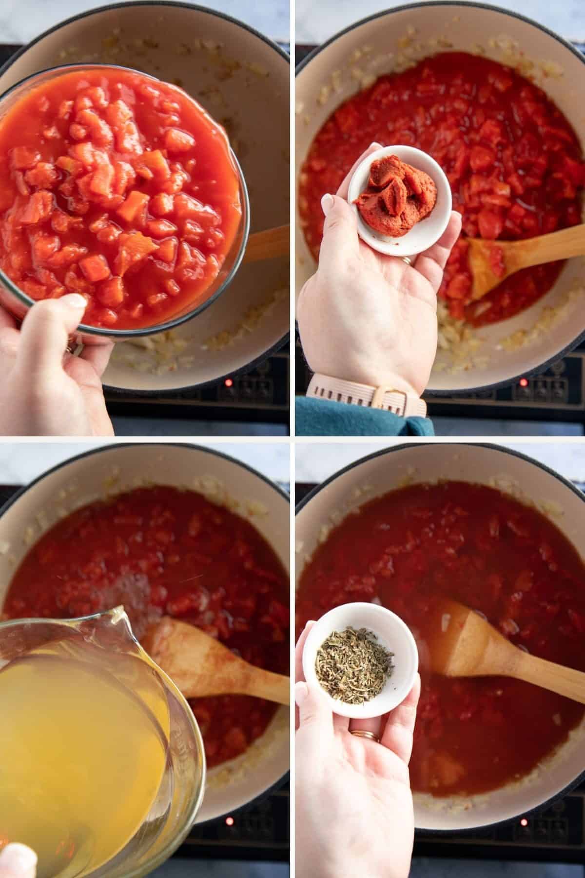 step by step photos showing how to make tomato soup