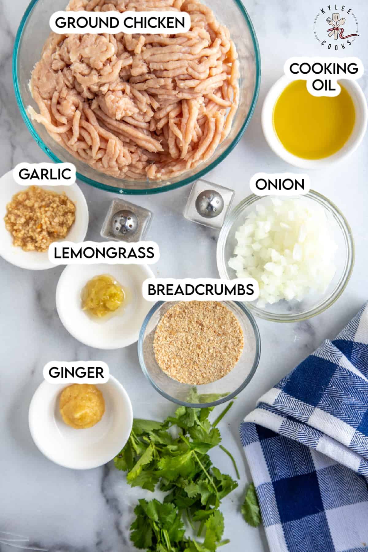 ingredients laid out on a board and labeled