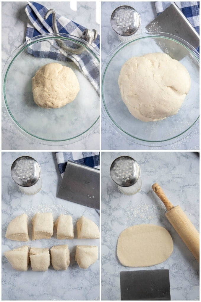 rising cutting and shaping naan bread
