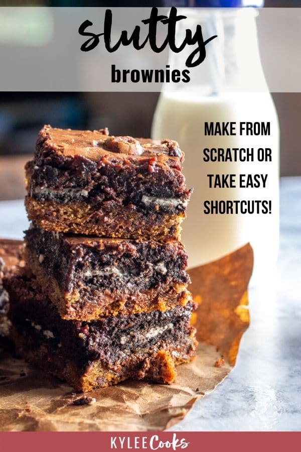 slutty brownies pin with text overlay
