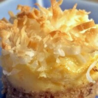 close up of Pineapple coconut mini cheesecakes