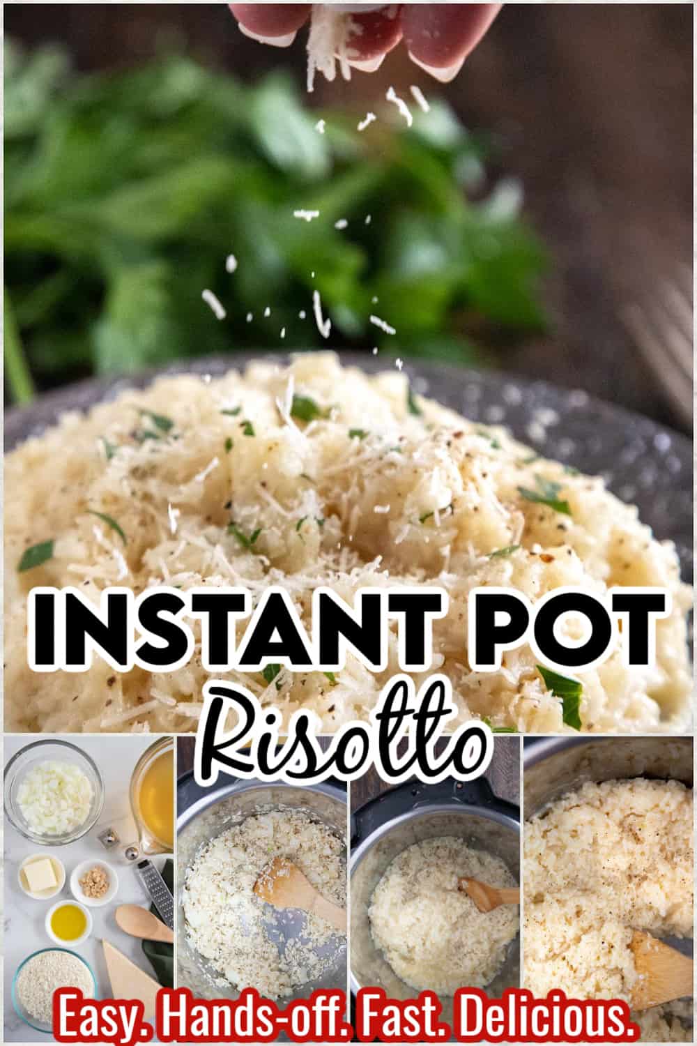 instant pot risotto with recipe name overlaid in text.