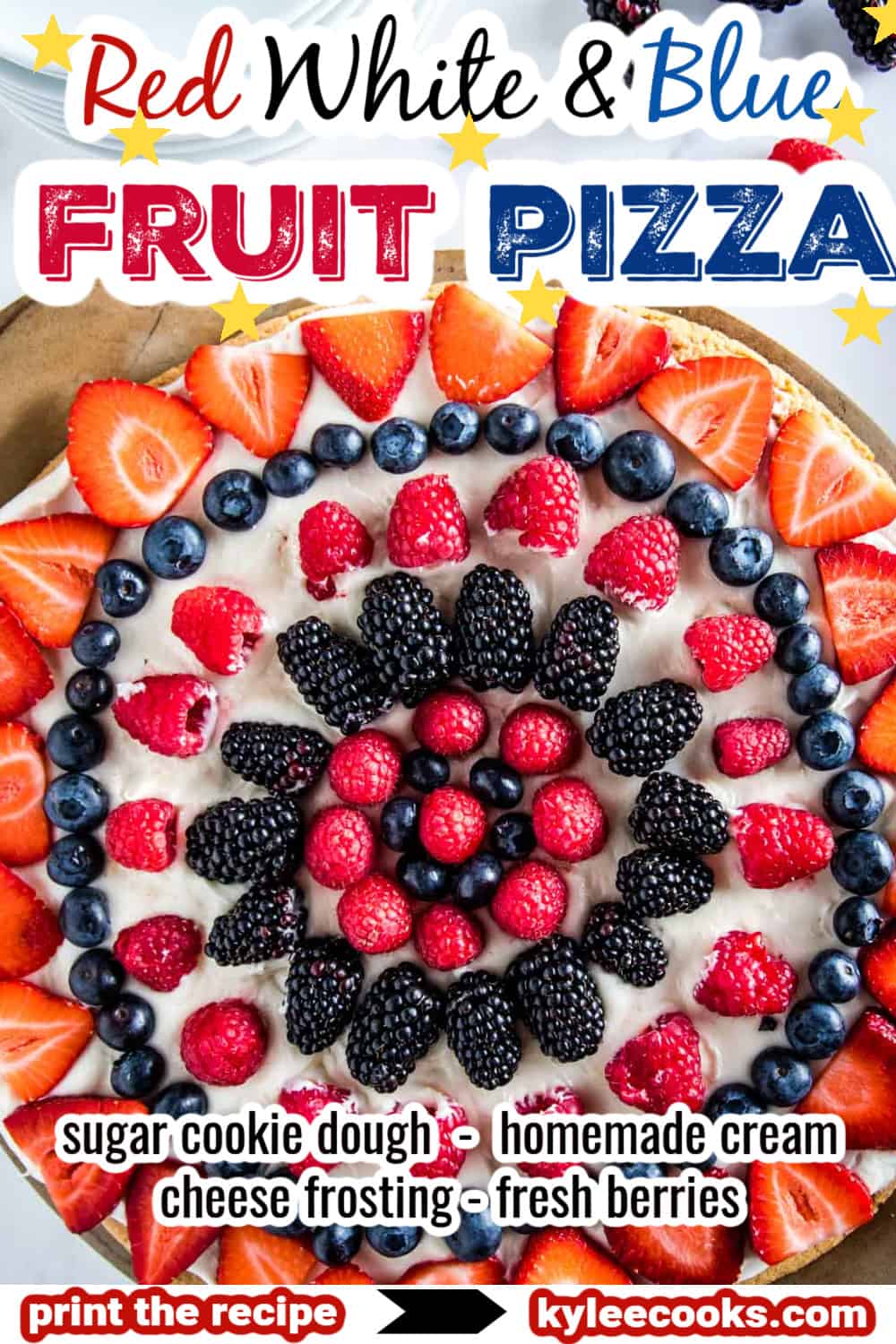 sugar cookie pizza with recipe name overlaid in text.