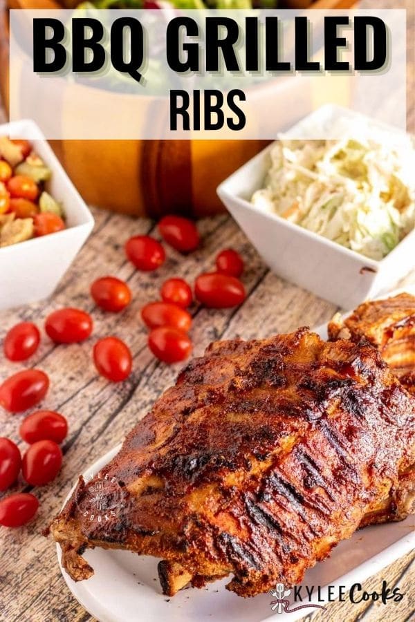bbq grilled ribs pin with text overlay