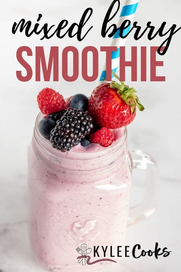 smoothie in a glass with text overlay