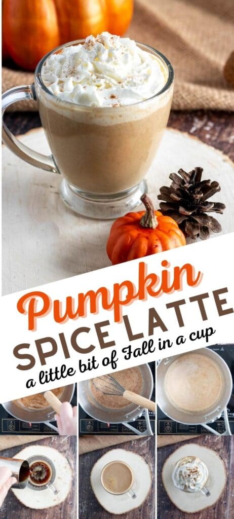 pumpkin spice latte pin with text overlay