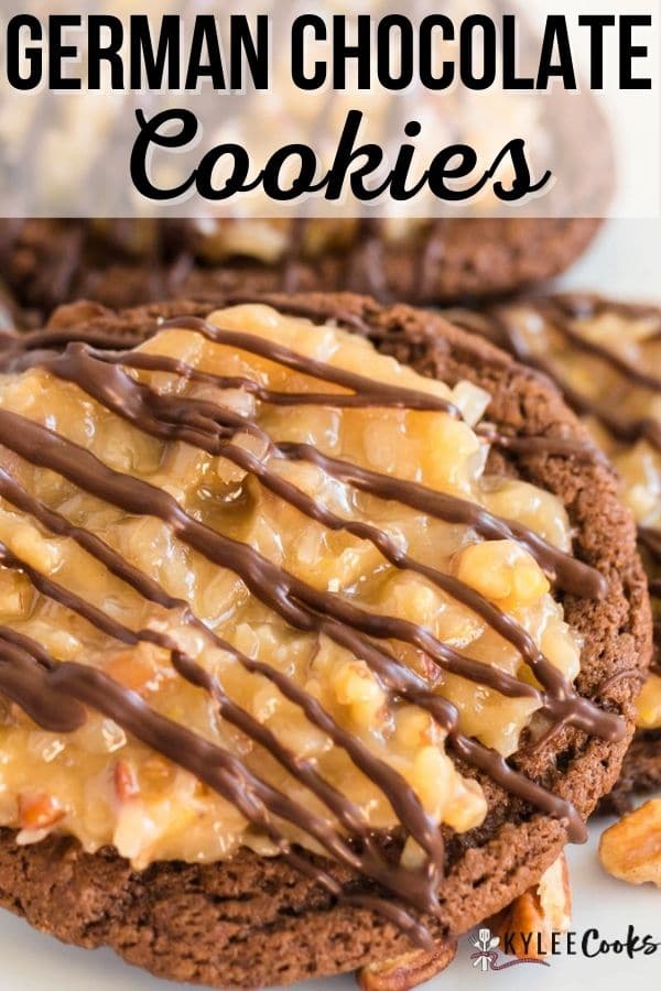 german chocolate cookies pin with text overlay