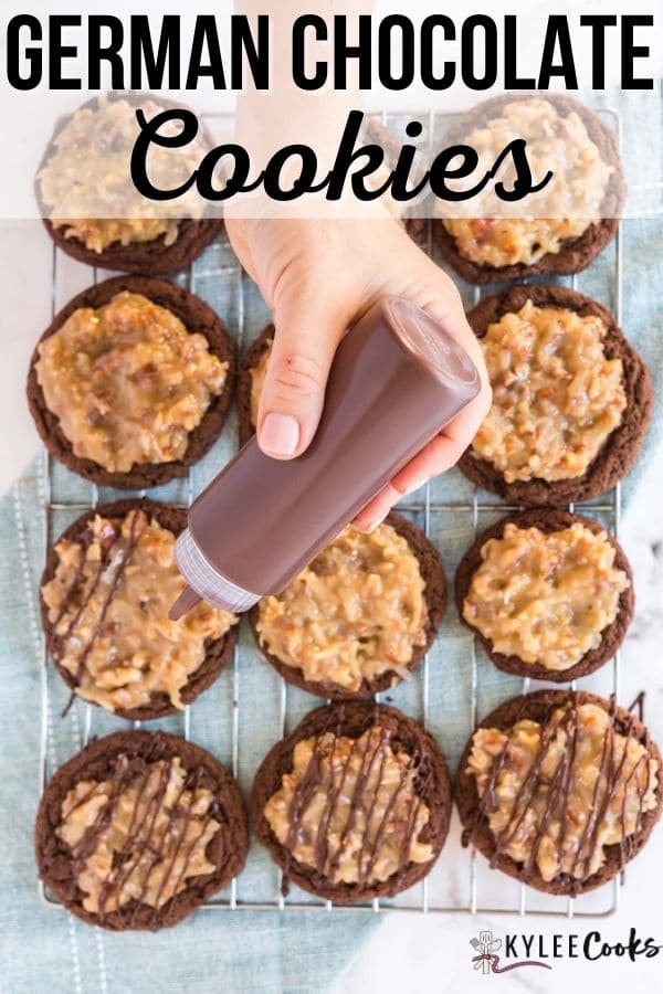 german chocolate cookies pin with text overlay