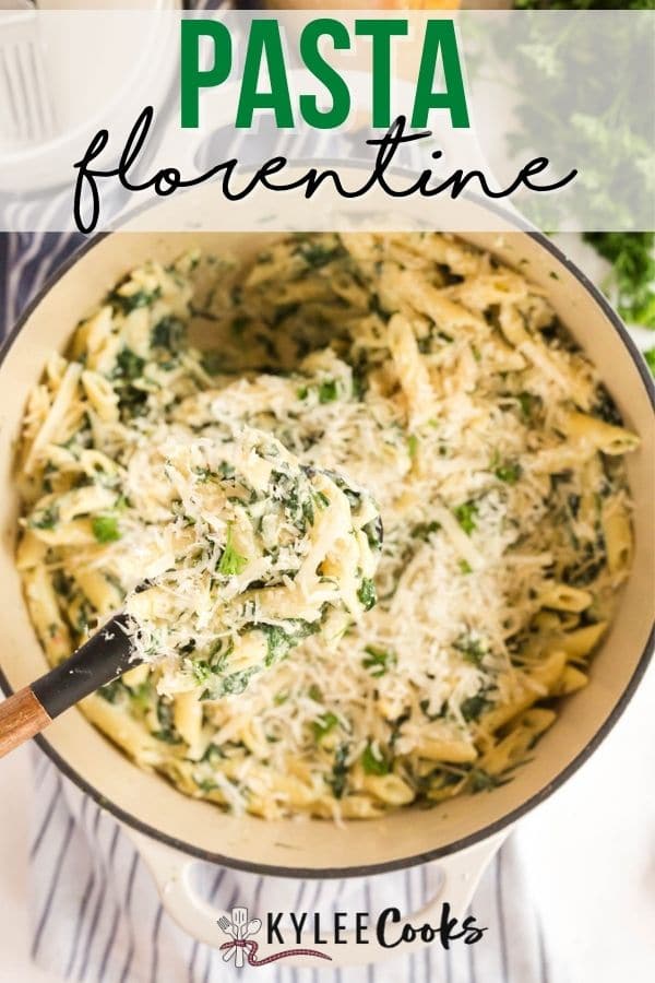 pasta florentine pin with text overlay