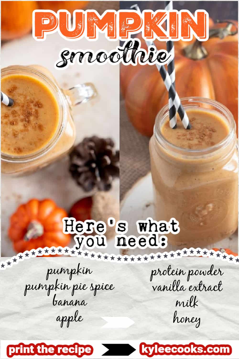 pumpkin smoothie pin with text overlay