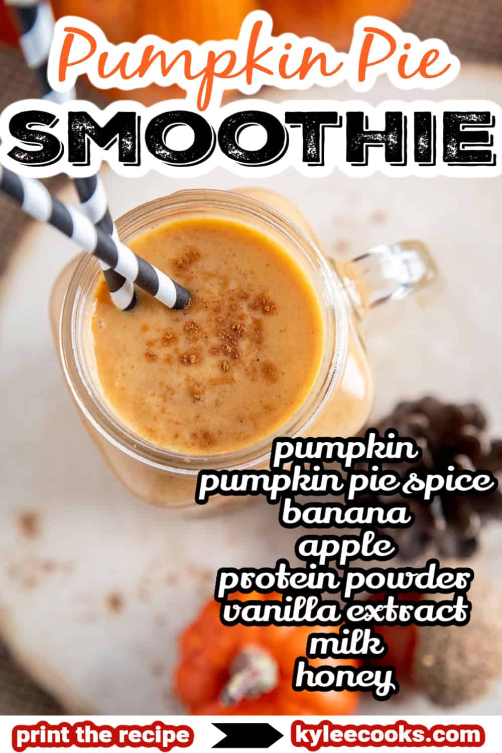 pumpkin smoothie pin with text overlay