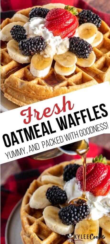 oatmeal waffles pin with text overlay