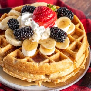 fruit topped waffles