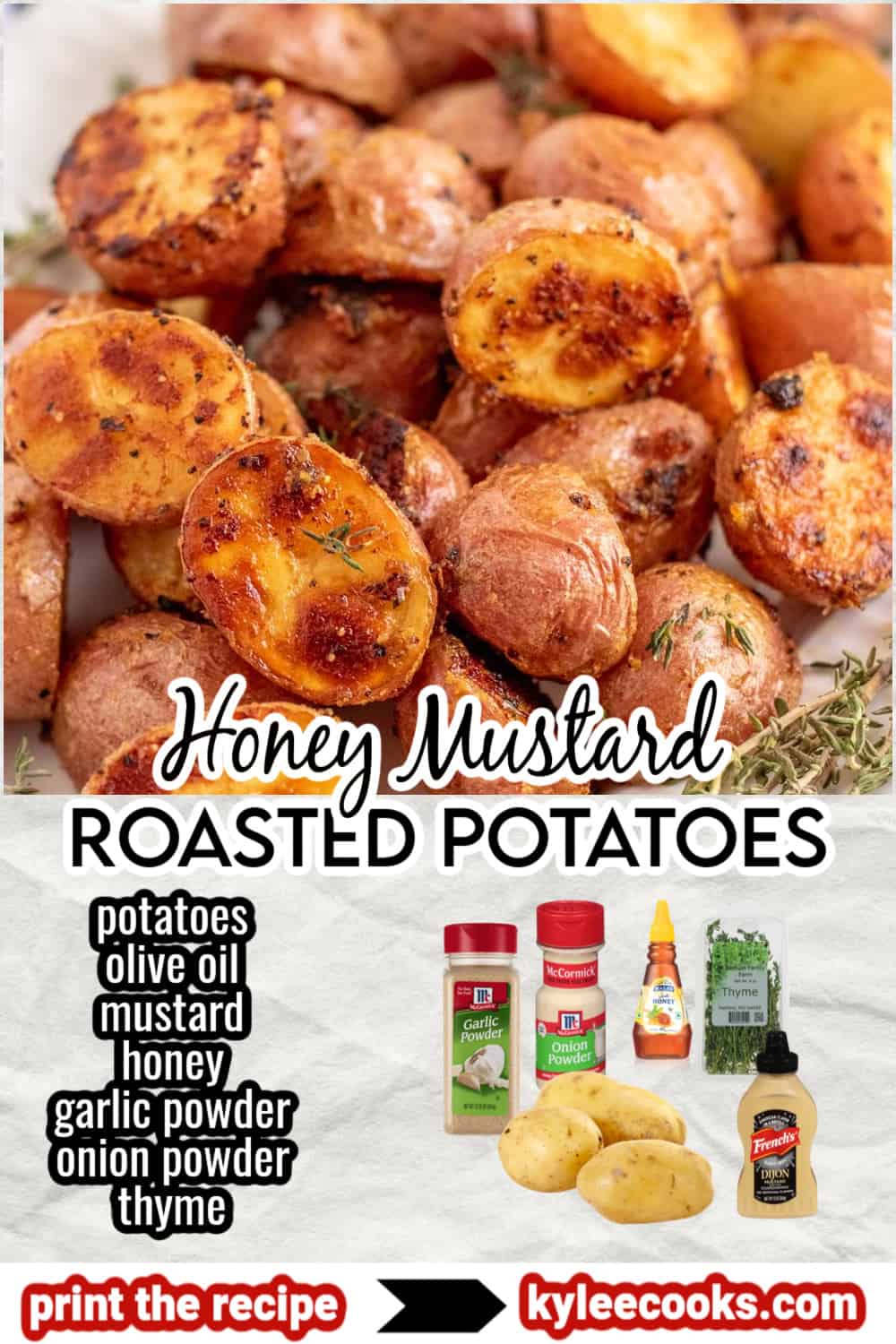 roasted baby potatoes with text overlaid