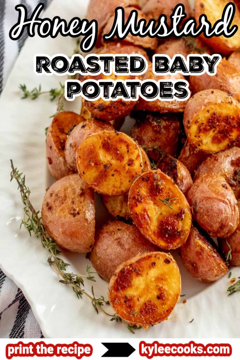 roasted baby potatoes with text overlaid