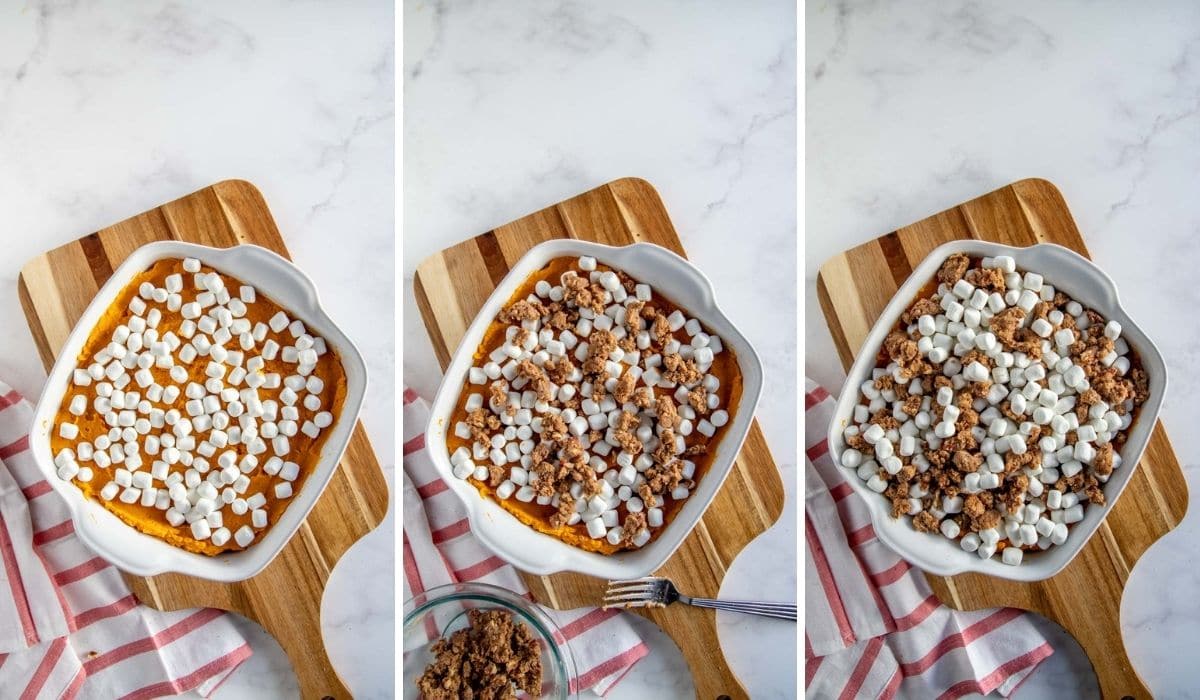 topping sweet potatoes with marshmallows
