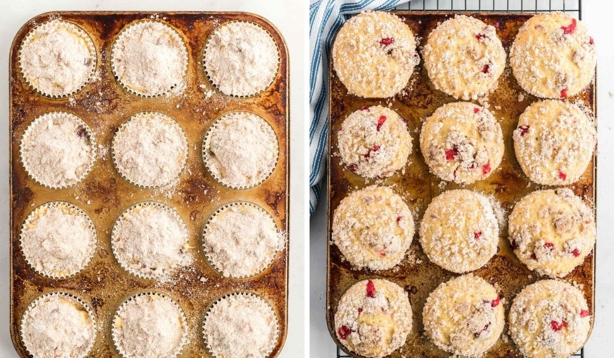 before and after pics of muffins unbaked and baked