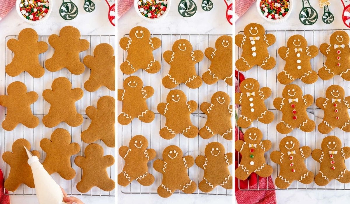 step by step photos showing cookie decorating