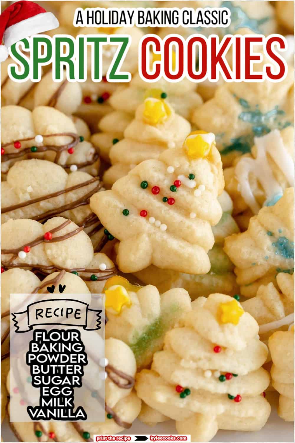 spritz cookies with recipe name overlaid in text.