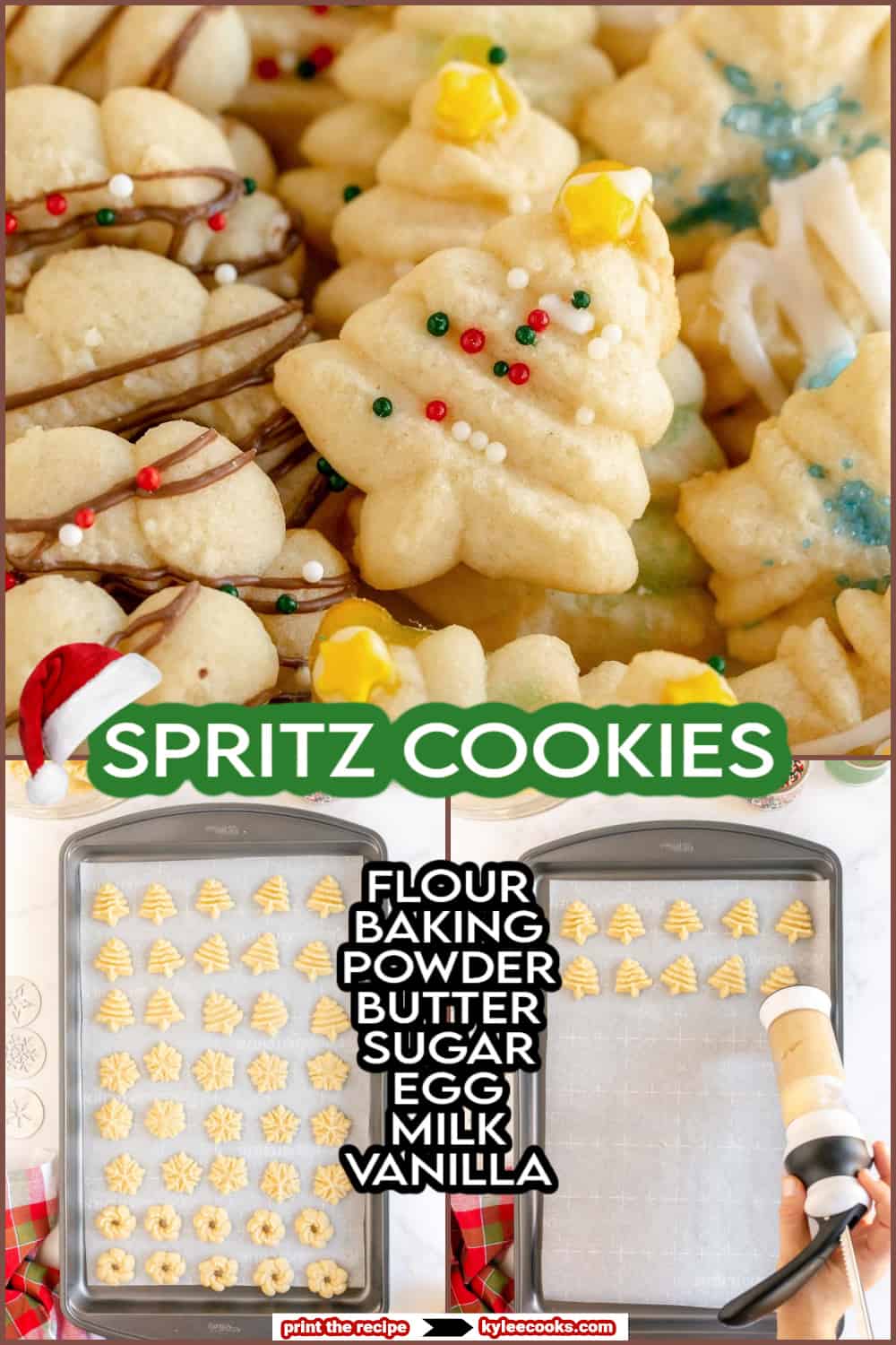 spritz cookies with recipe name overlaid in text.