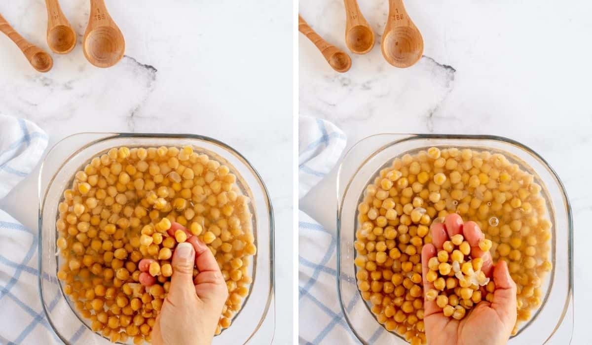 step by step for shelling chickpeas