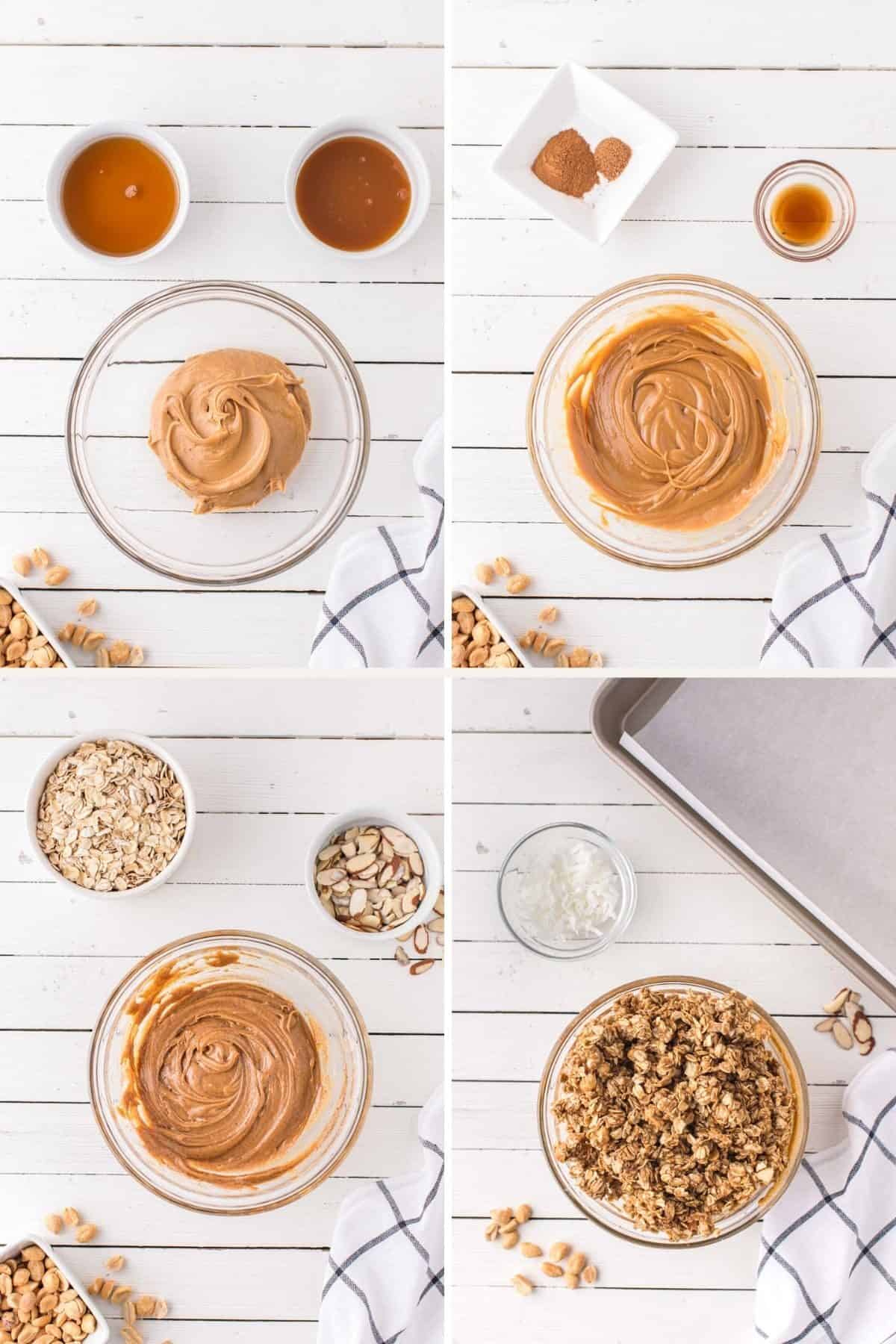 step by step making peanut butter granola