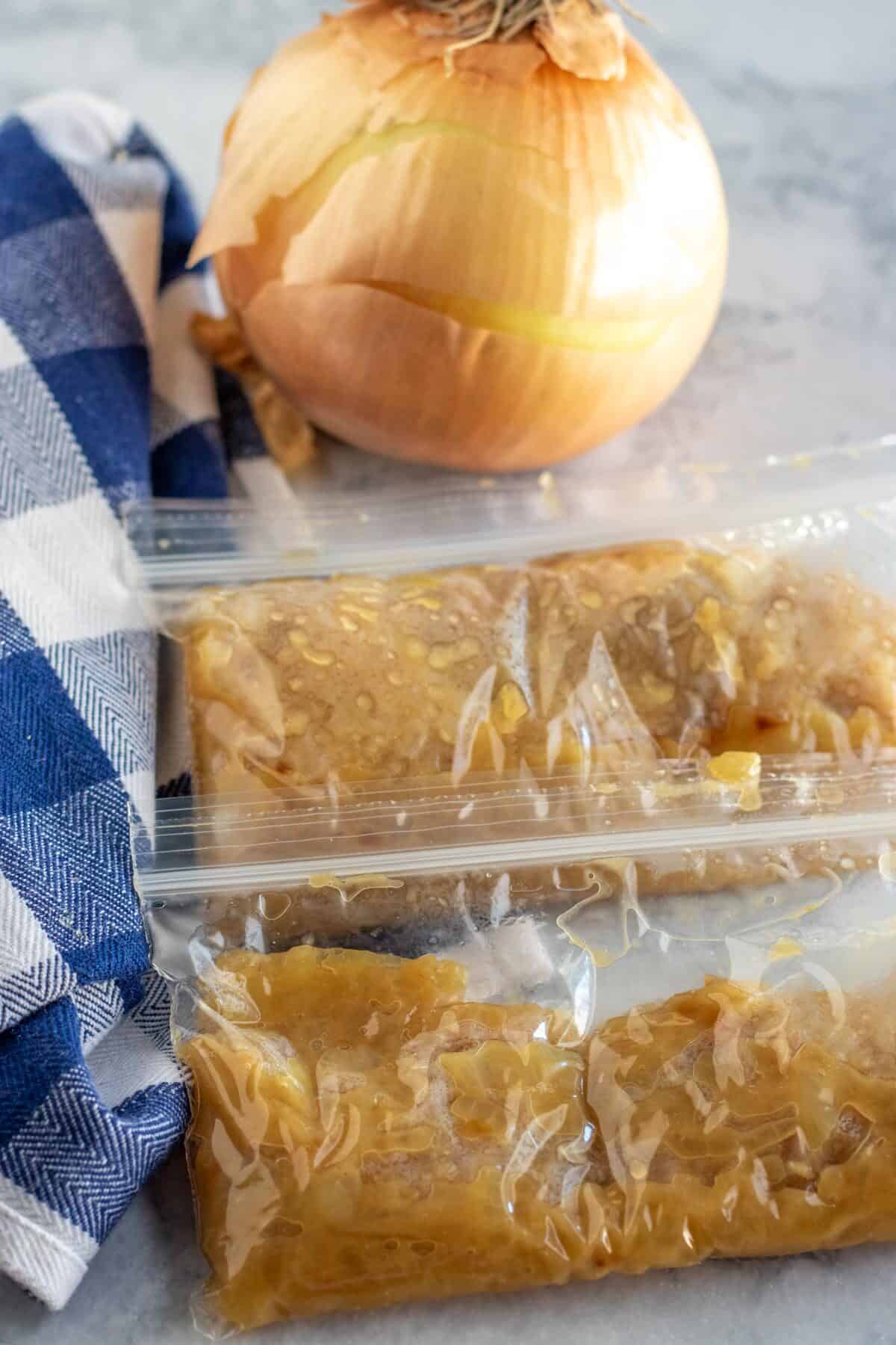 caramelized onions in zip lock bags