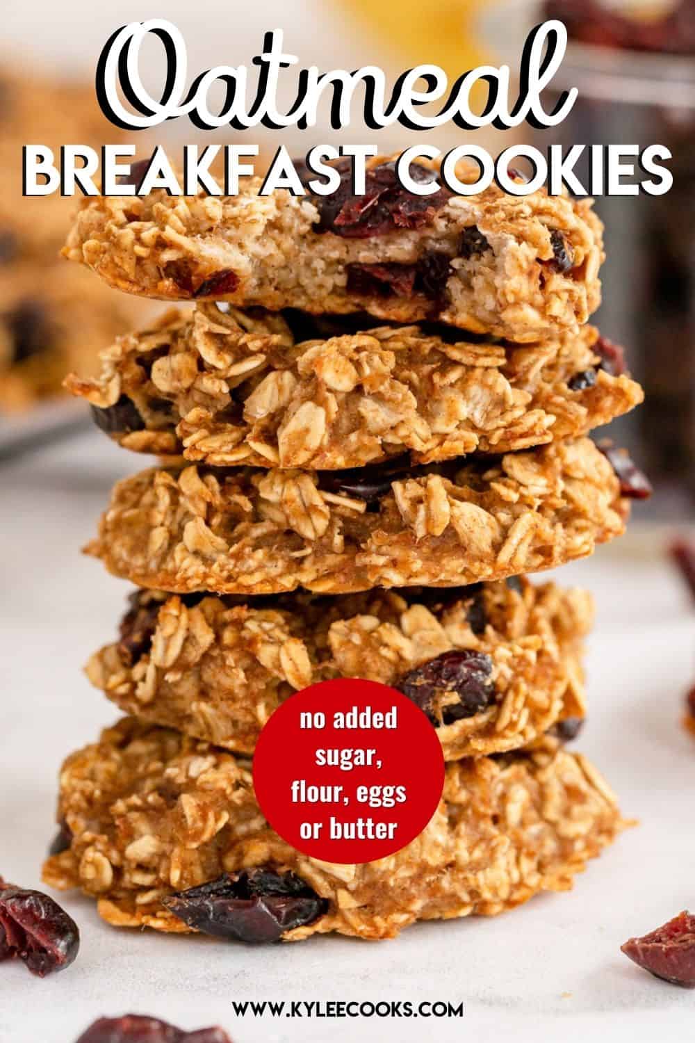 oatmeal breakfast cookies with recipe title overlaid in text