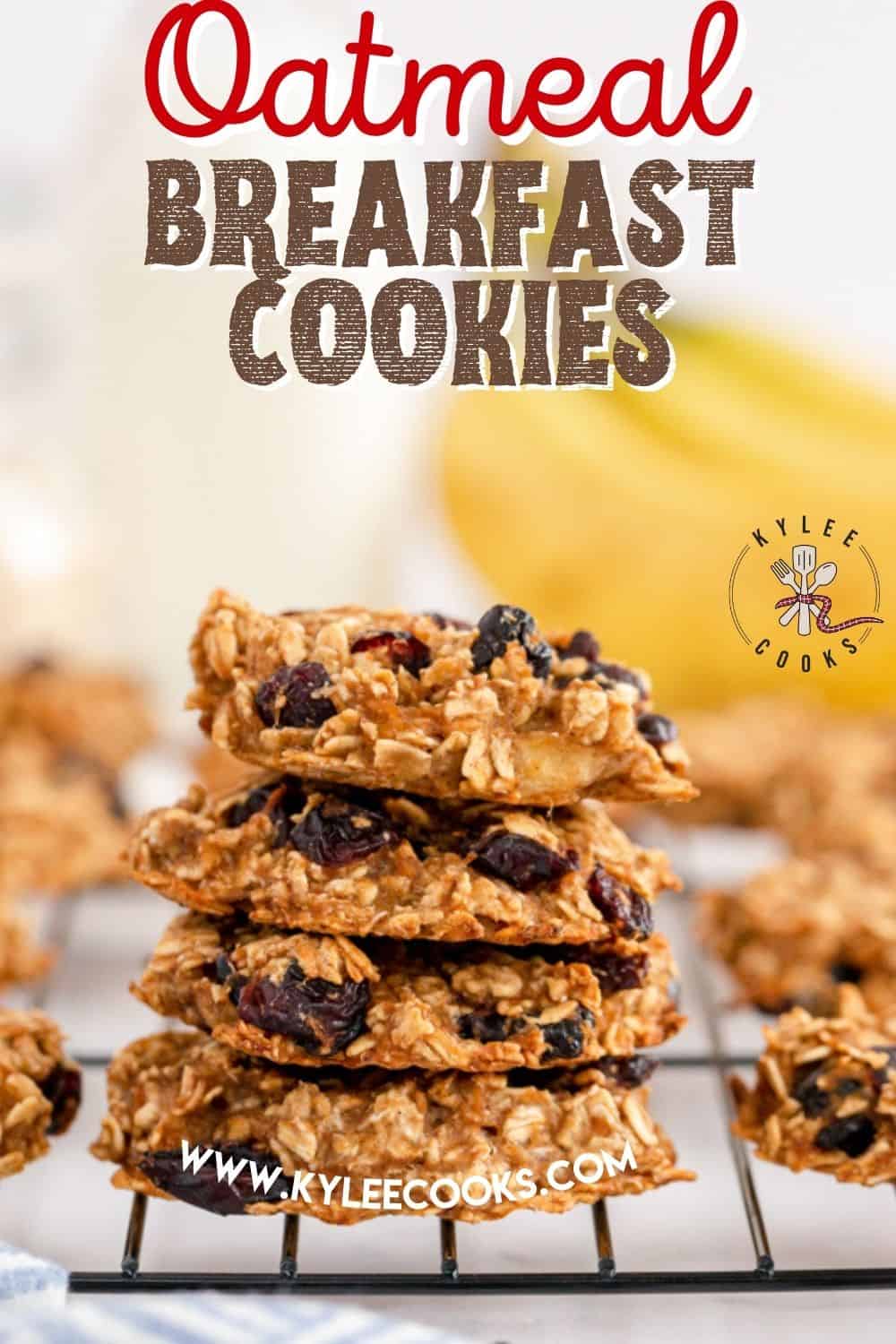 oatmeal breakfast cookies with recipe title overlaid in text