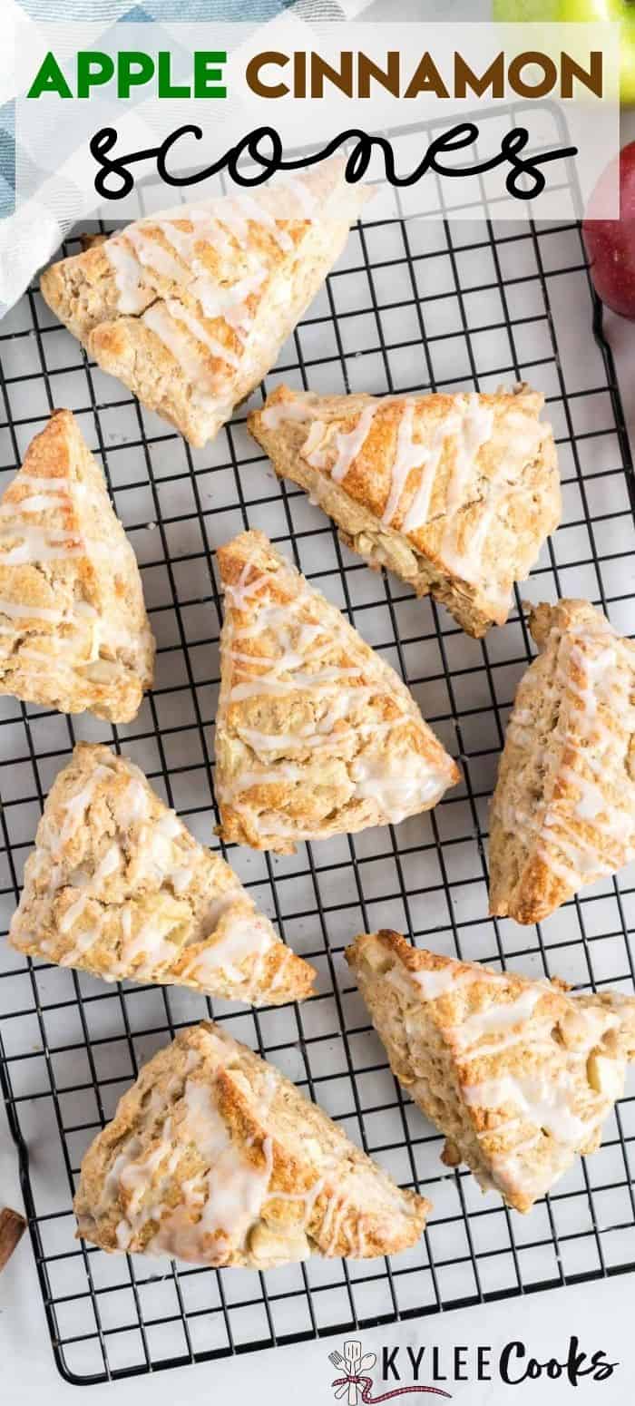 apple cinnamon scones with recipe name overlaid in text
