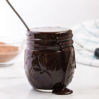 homemade chocolate syrup in a jar