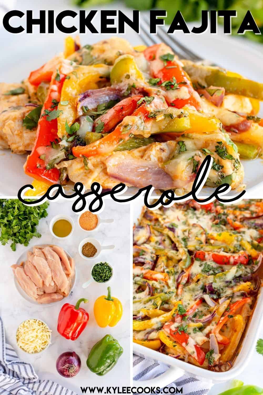 Chicken Fajita Casserole with recipe name overlaid in text