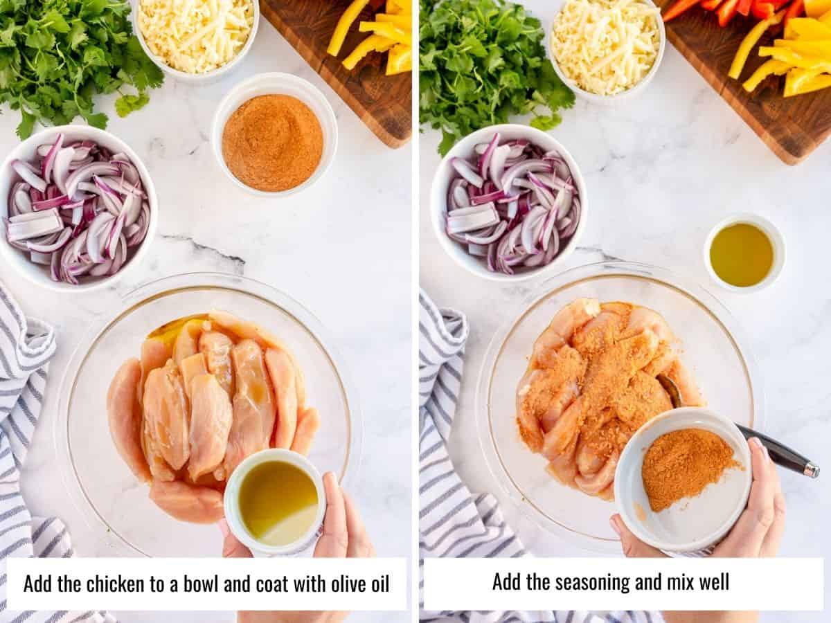 step by step seasoning chicken for fajitas