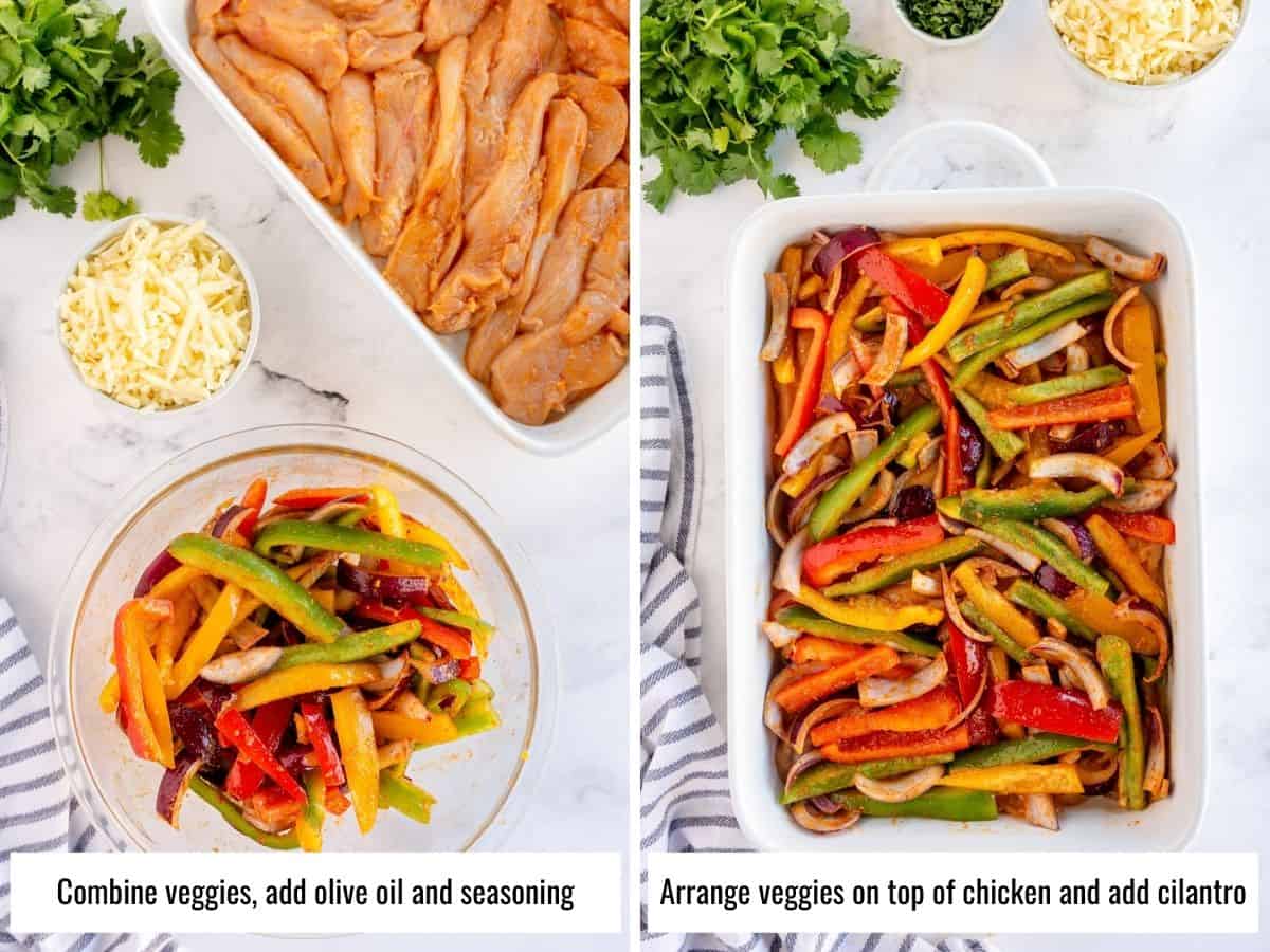 step by step seasoning veggies for fajitas