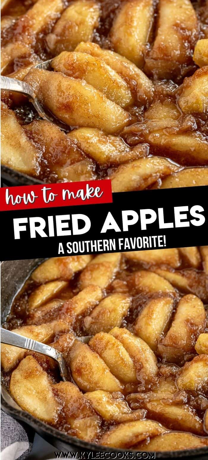 fried apples with recipe name overlaid in text