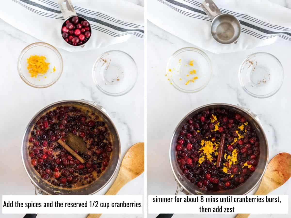 step by step collage for making cranberry sauce