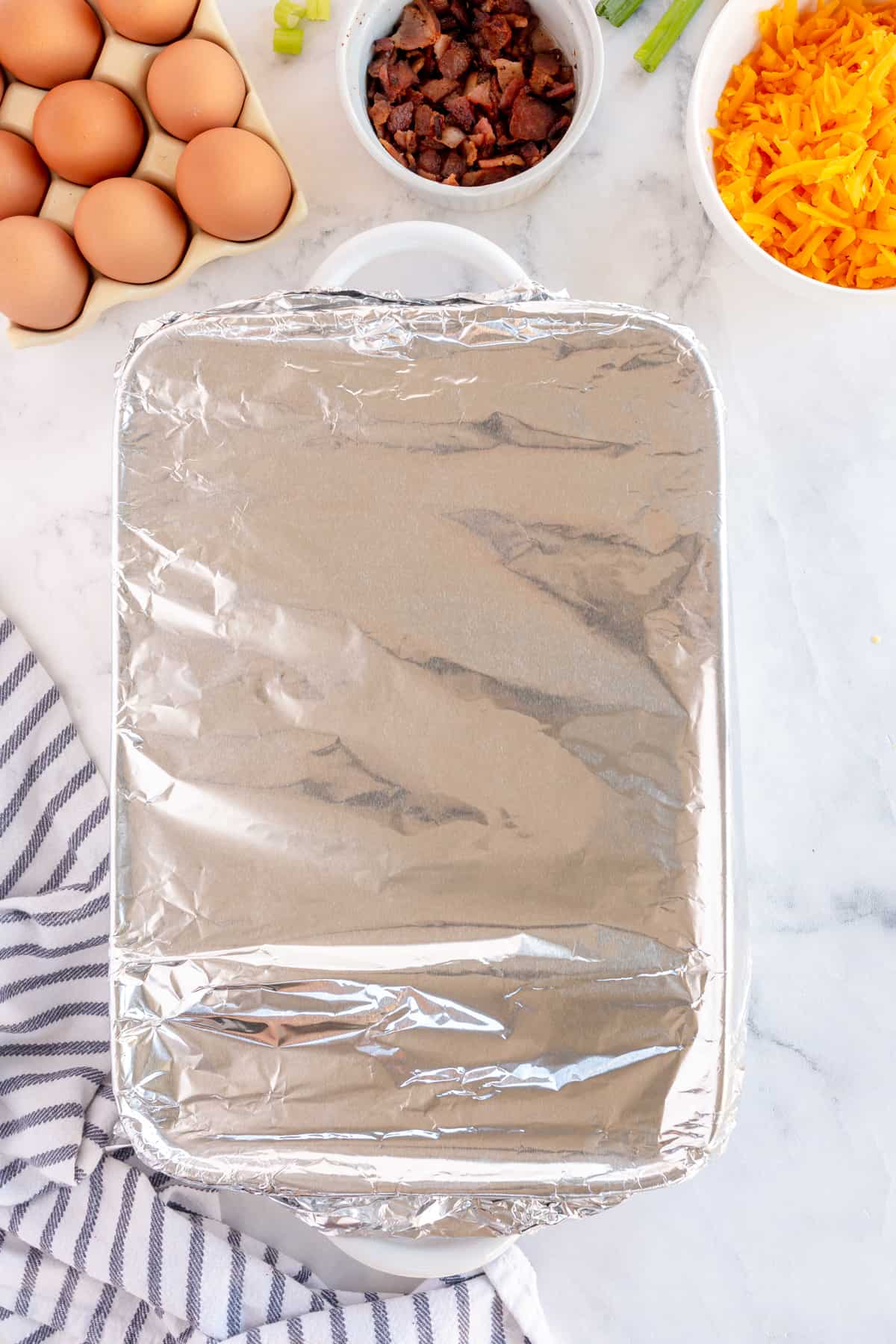 baking dish covered with foil