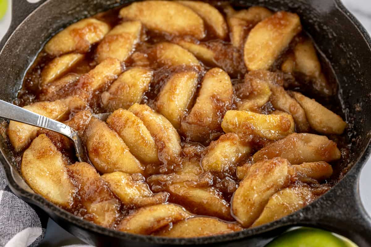 close up of fried apples