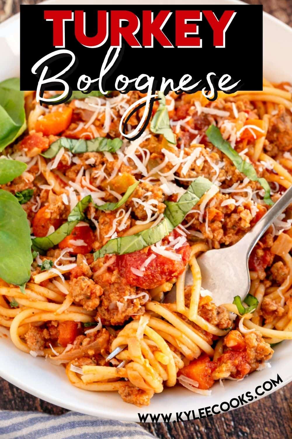 turkey bolognese with recipe title overlaid in text