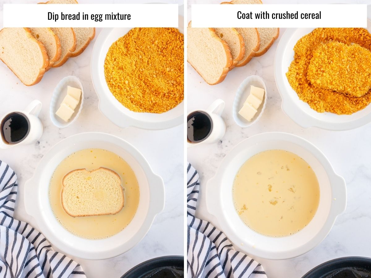 step by step dipping french toast slices