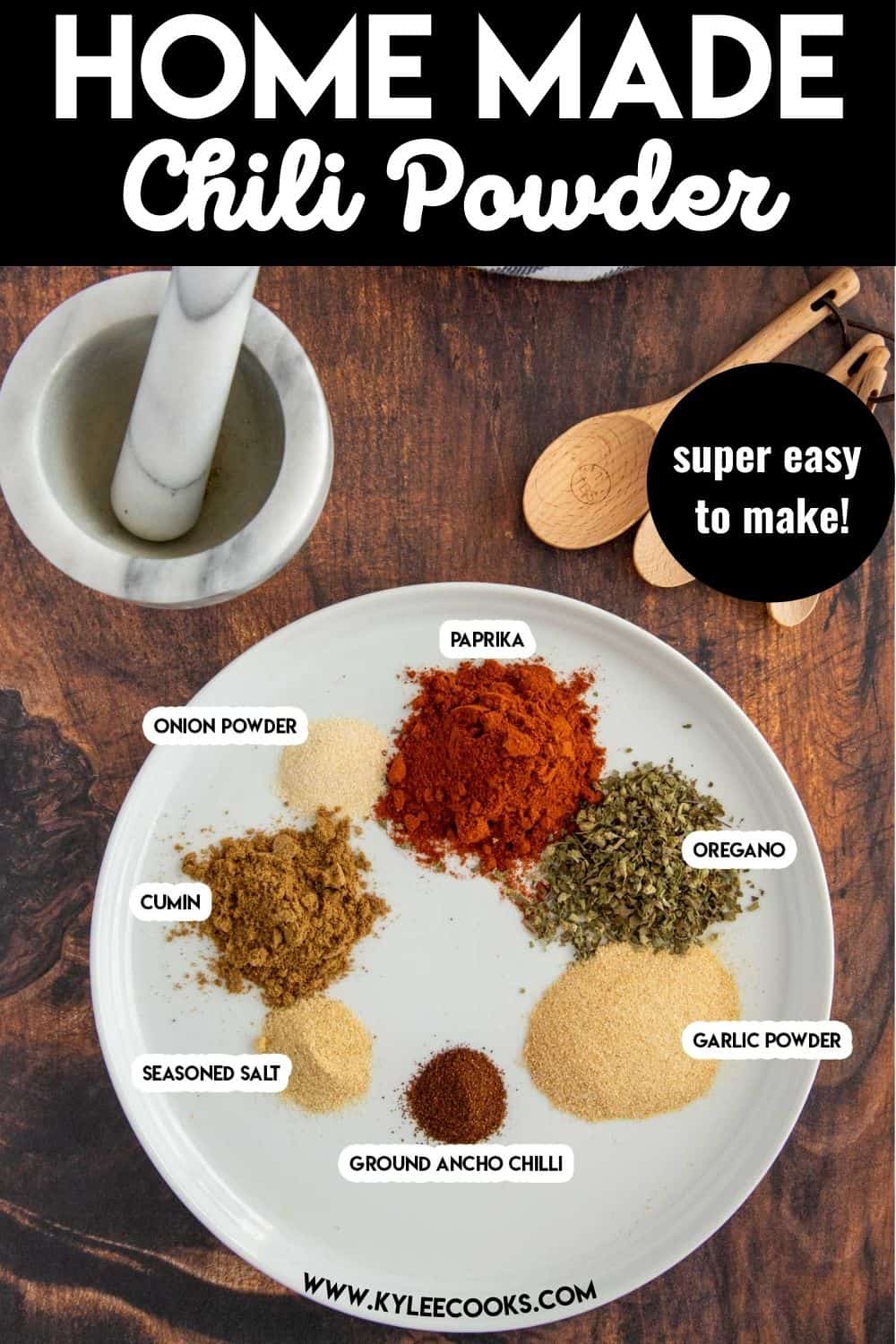 chili powder recipe with ingredients and text overlaid
