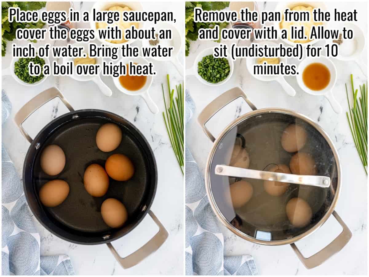 step by step - boiled eggs in a saucepan