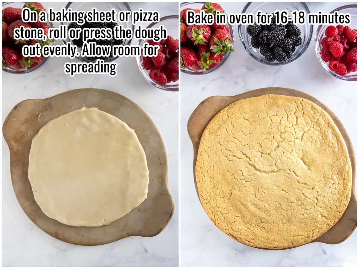 making a cookie crust for fruit pizza.