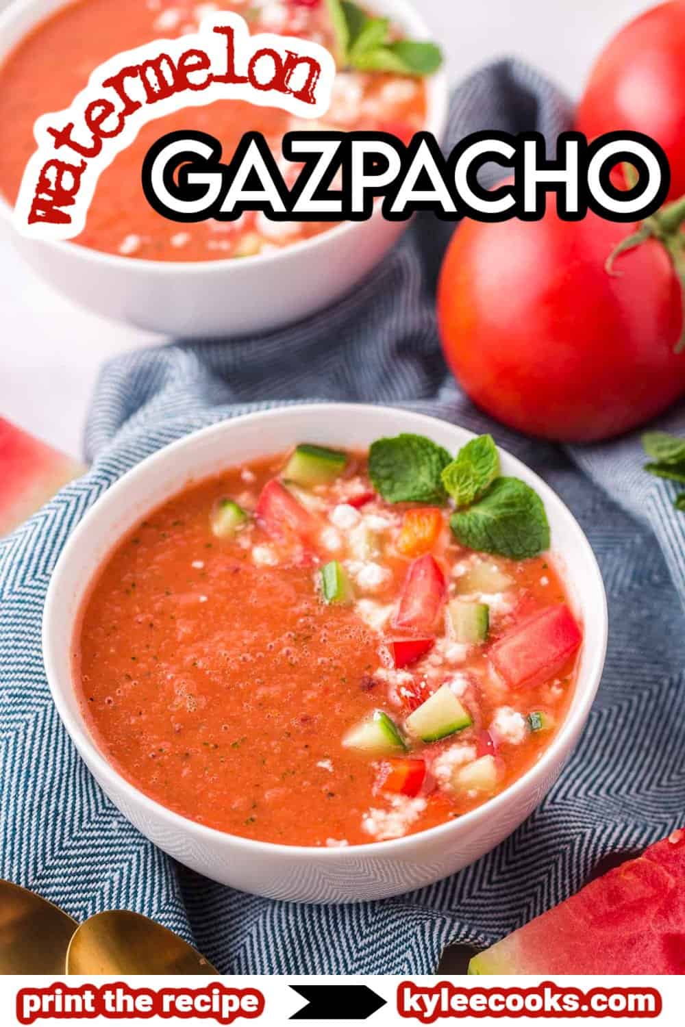 watermelon gazpacho with recipe name overlaid in text.