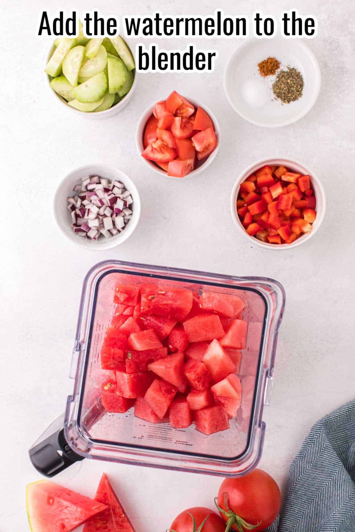 watermelon in a blender.