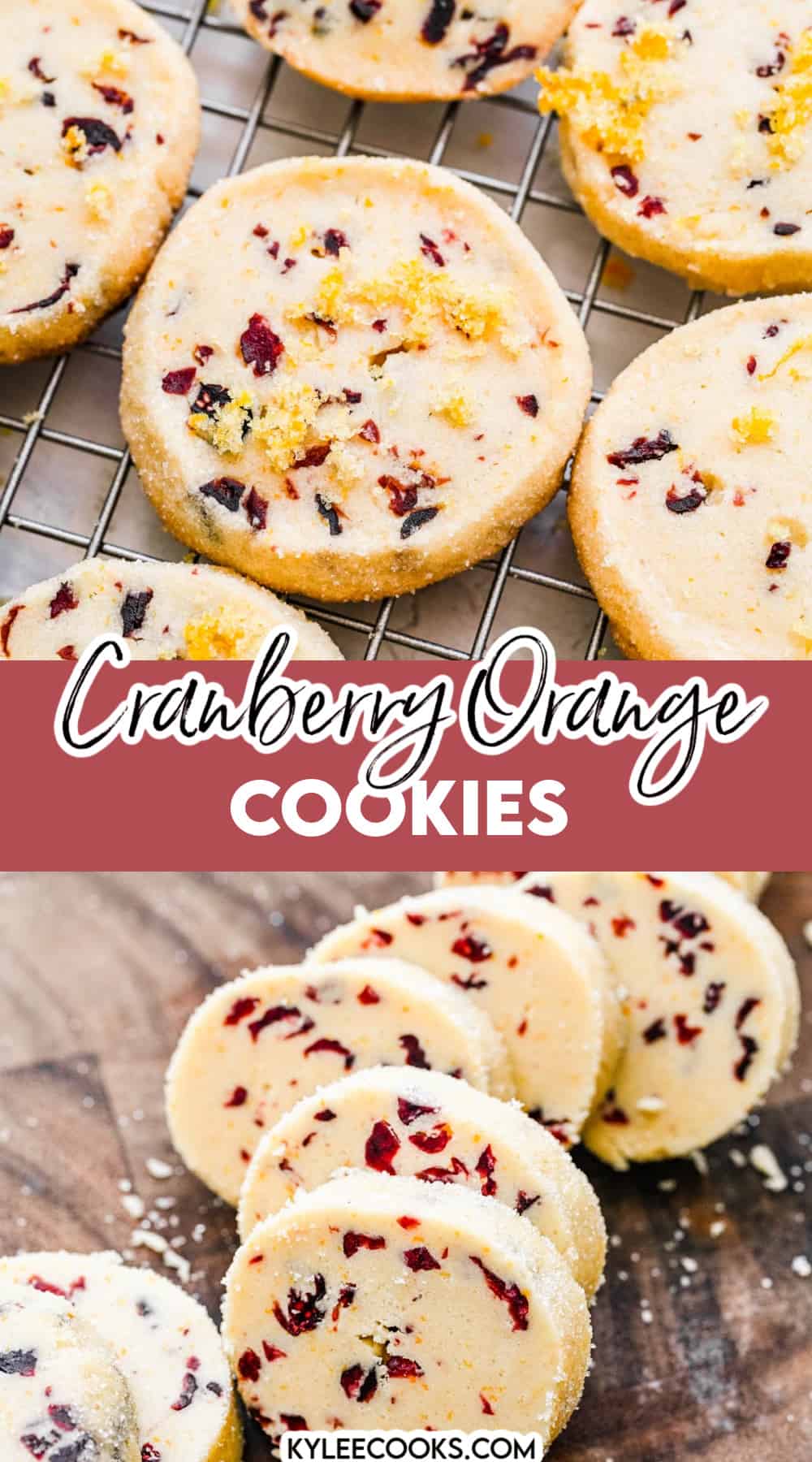 cranberry orange cookies with recipe name overlaid in text.