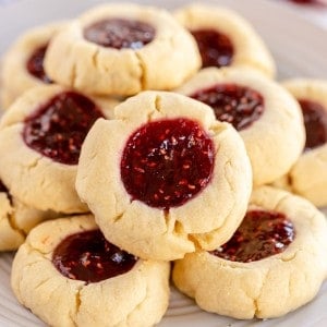 thumbprint cookies on a plate