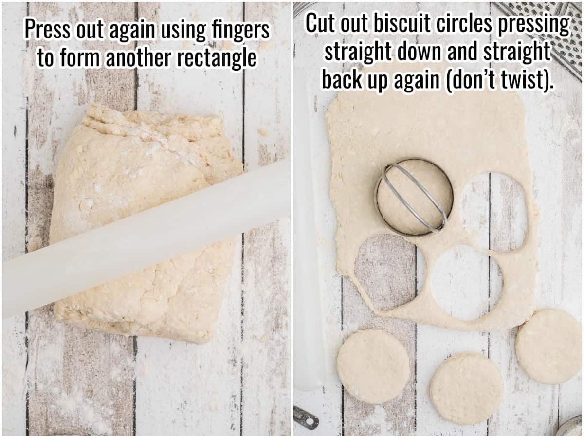 step by step making biscuits, cutting the biscuits.